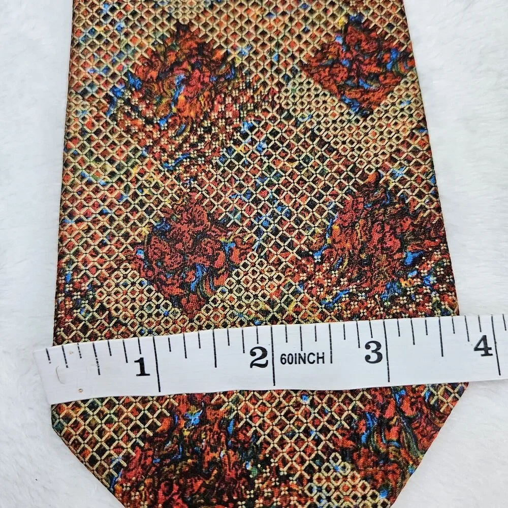 Brioni‎ Silk Tie Mens Luxury Red Gold Floral Handmade in Italy Designer Wedding